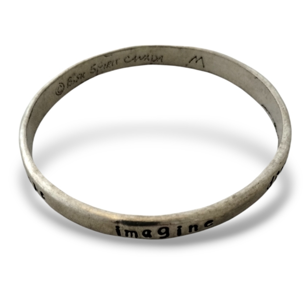 Y2K Basic Spirit Canada Inspirational Imagine Pewter Bangle